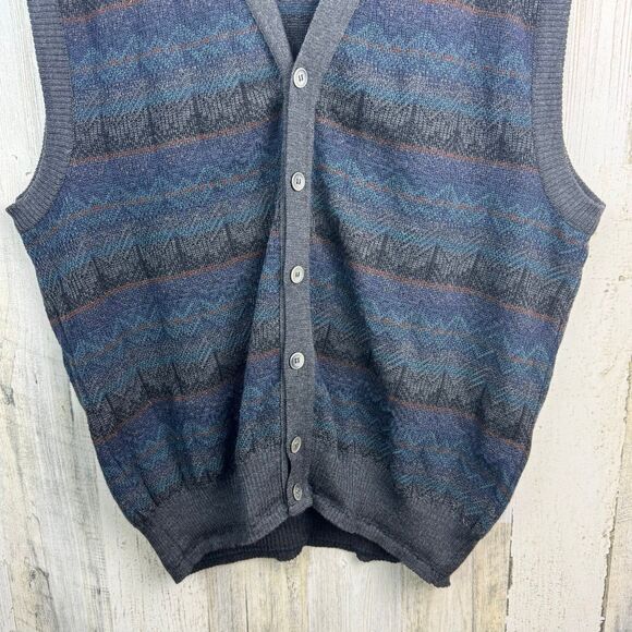 VINTAGE SEGRETO 100% MARINO WOOL PATTERN VEST SIZE LARGE MADE IN ITALY - Picture 4 of 10